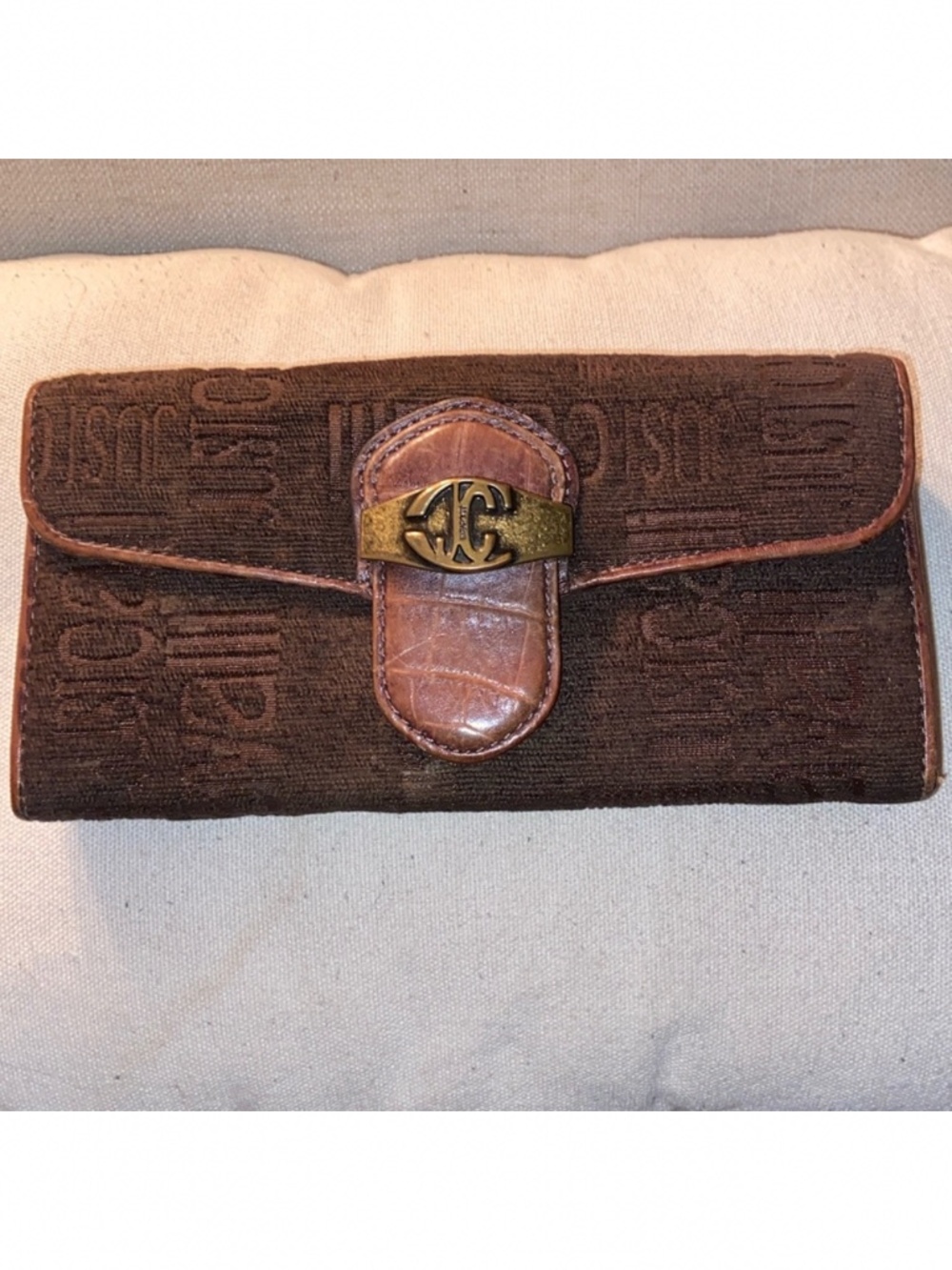 Just Cavalli women's logo wallet, leather and velvet